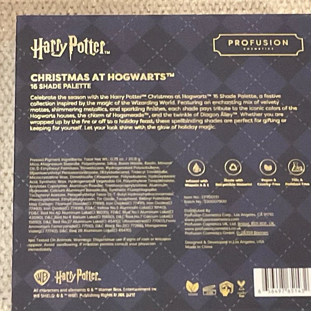Harry Potter x Hogwart's Profusion Cosmetics 3pc. Holiday Makeup Collection New